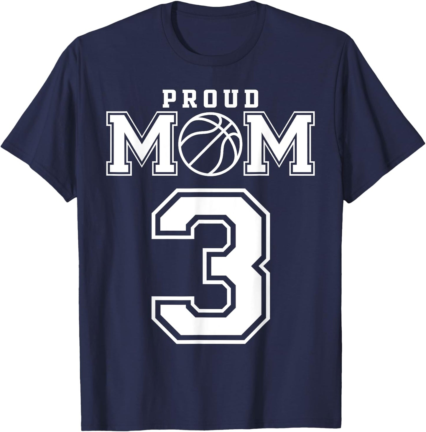 Number 3 Custom Proud Basketball Mom Personalized T-Shirt - T-Shirt | Navy