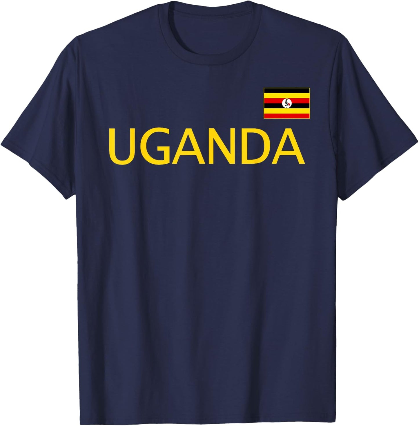 Uganda Flag Sports Football Soccer Athletic Jersey Style T-Shirt - T-Shirt | Navy