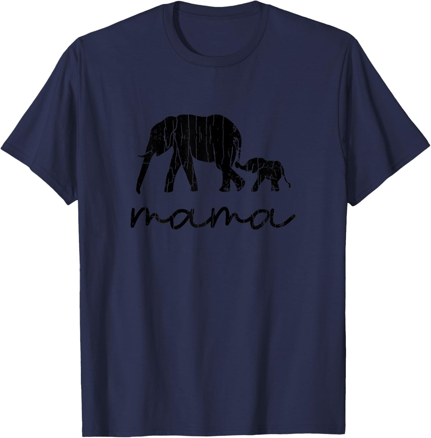 Mama Elephant Funny Elephants Lover Mom Girl Graphic T-Shirt - T-Shirt | Navy