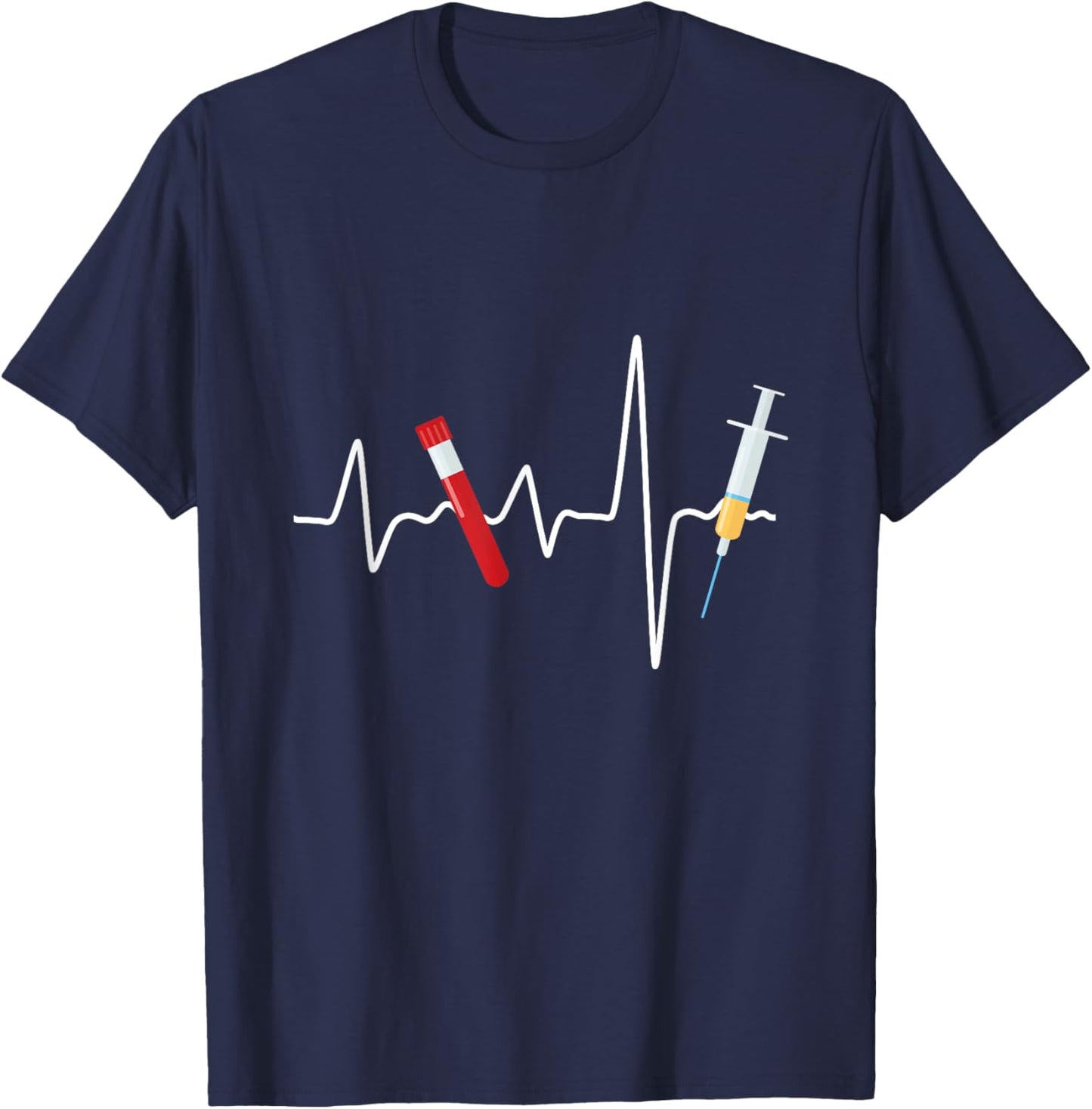 Phlebologist Pulse Heartbeat Donor Donor Syringe Gift T-Shirt - T-Shirt | Navy