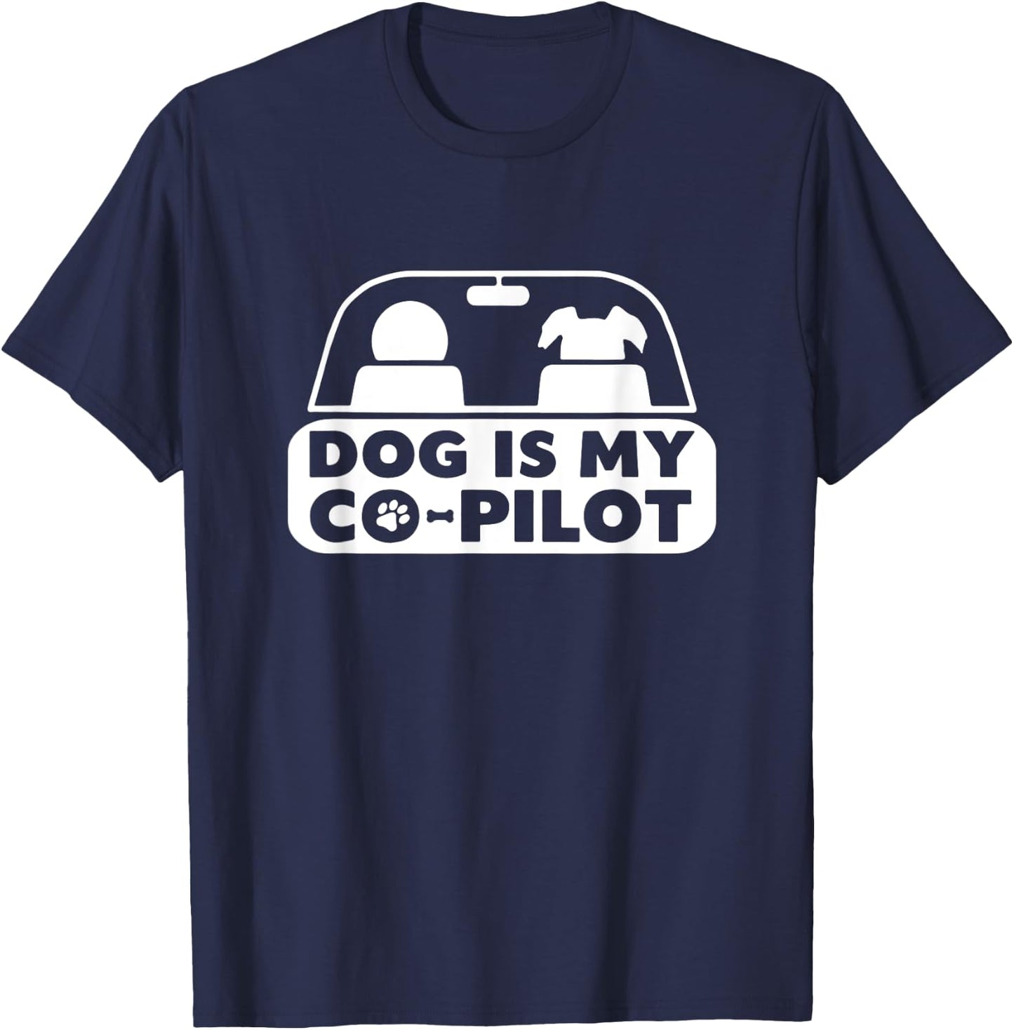 My Dog Is My Co-Pilot Funny Cute T-Shirt - T-Shirt | Navy