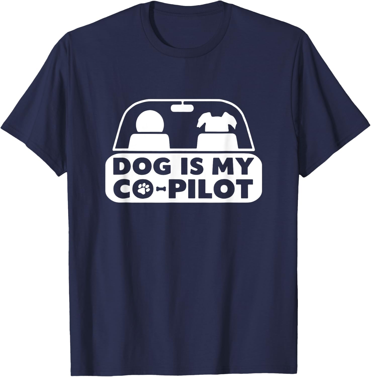 My Dog Is My Co-Pilot Funny Cute T-Shirt - T-Shirt | Navy