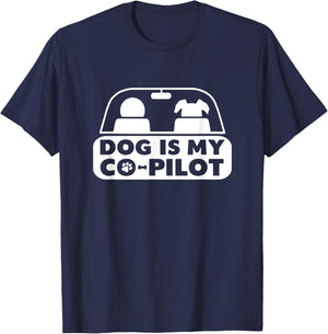 My Dog Is My Co-Pilot Funny Cute T-Shirt - T-Shirt | Navy