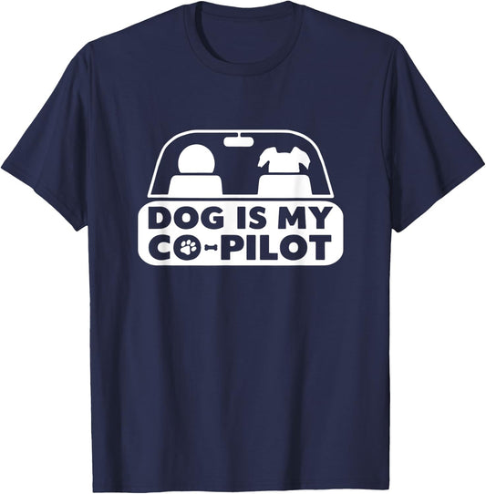My Dog Is My Co-Pilot Funny Cute T-Shirt - T-Shirt | Navy