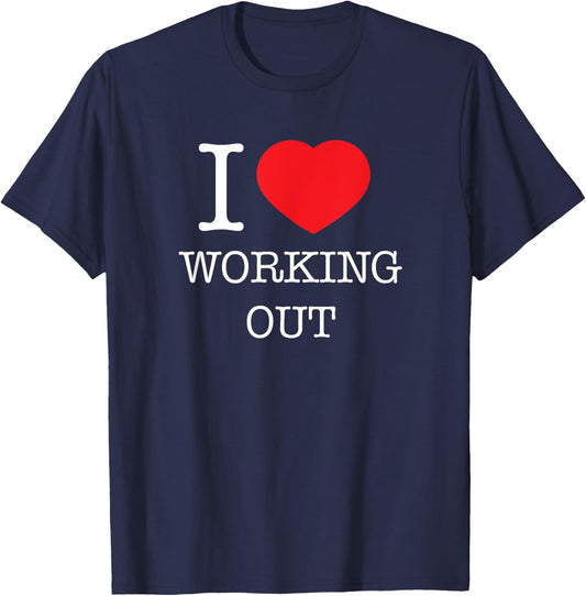 I love Heart Working Out Design T-Shirt - T-Shirt | Navy