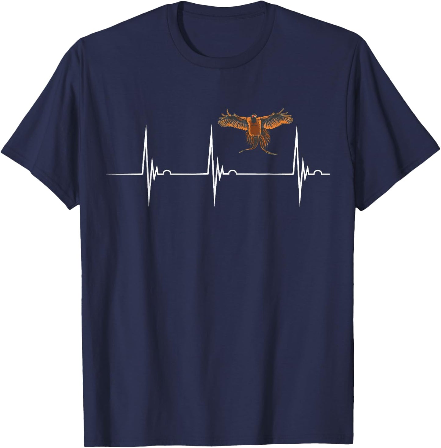 Pheasant Hunting Heartbeat EKG Pulse Pheasant Bird Hunter T-Shirt - T-Shirt | Navy