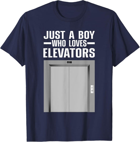 Cool Elevator Art Men Boys Kids Elevator Mechanic Inspector T-Shirt - T-Shirt | Navy