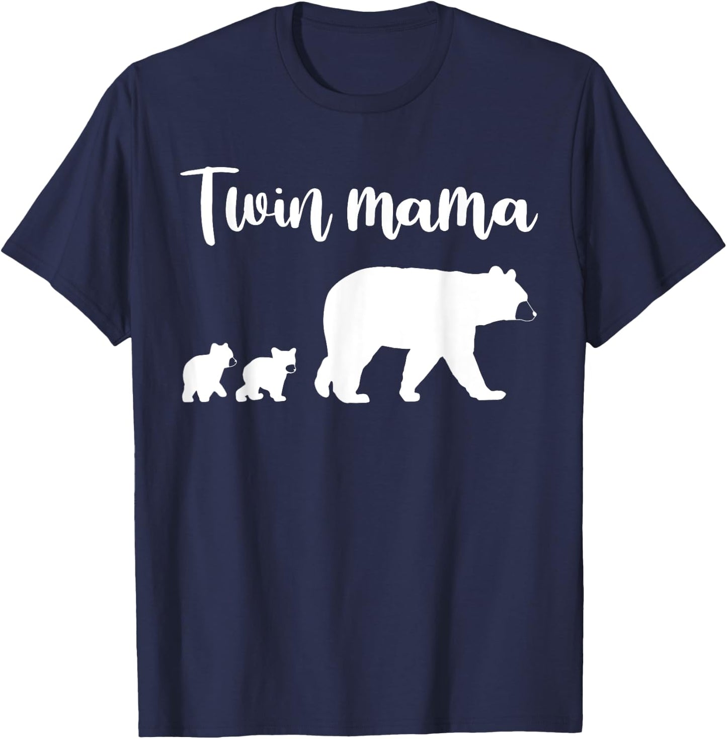Funny Twin Mom Gift Mother Cool Mama Bear And Cubs T-Shirt - T-Shirt | Navy