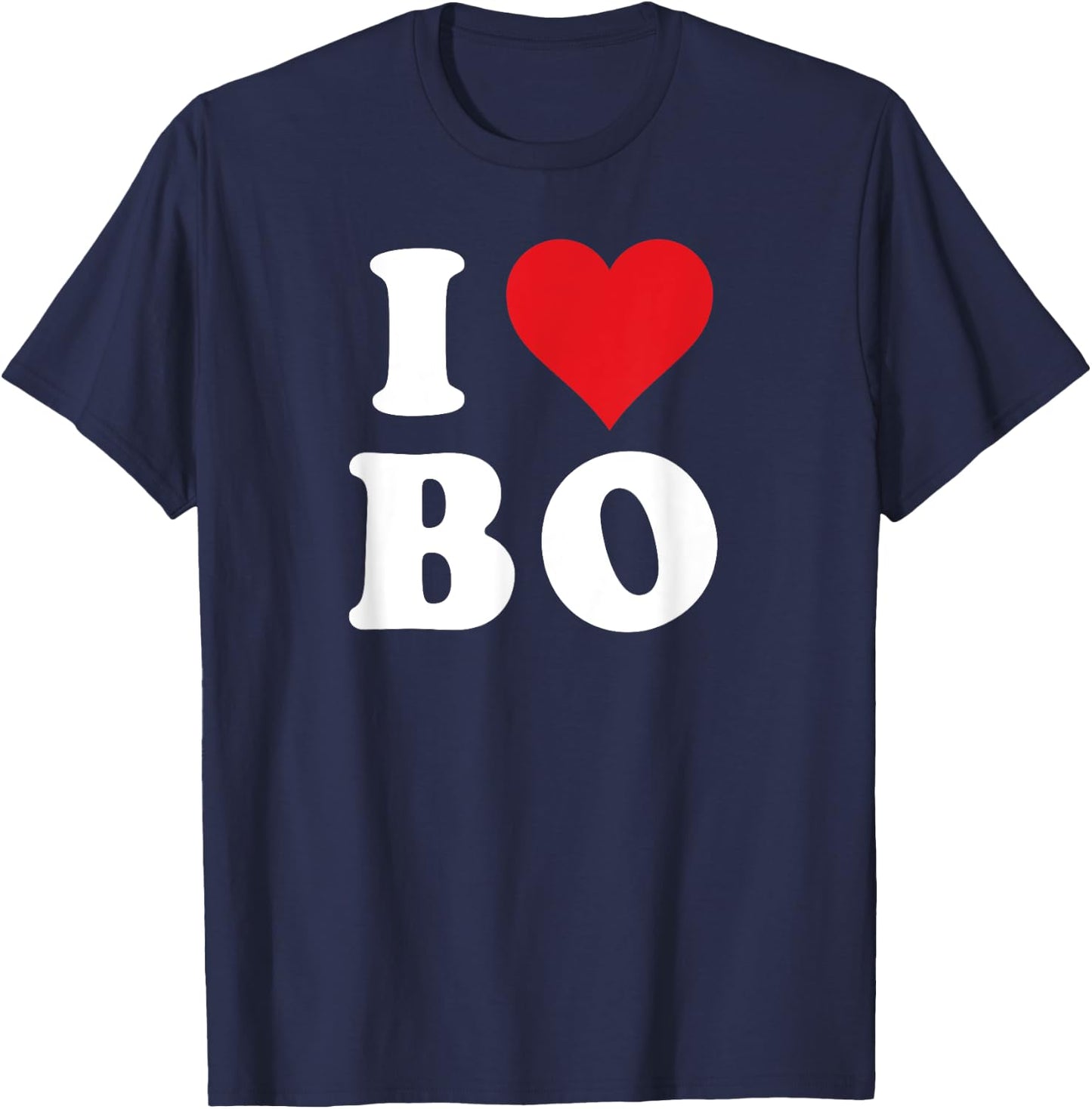 I Heart BO Initials I Love B.O. First And Last Name B O T-Shirt - T-Shirt | Navy