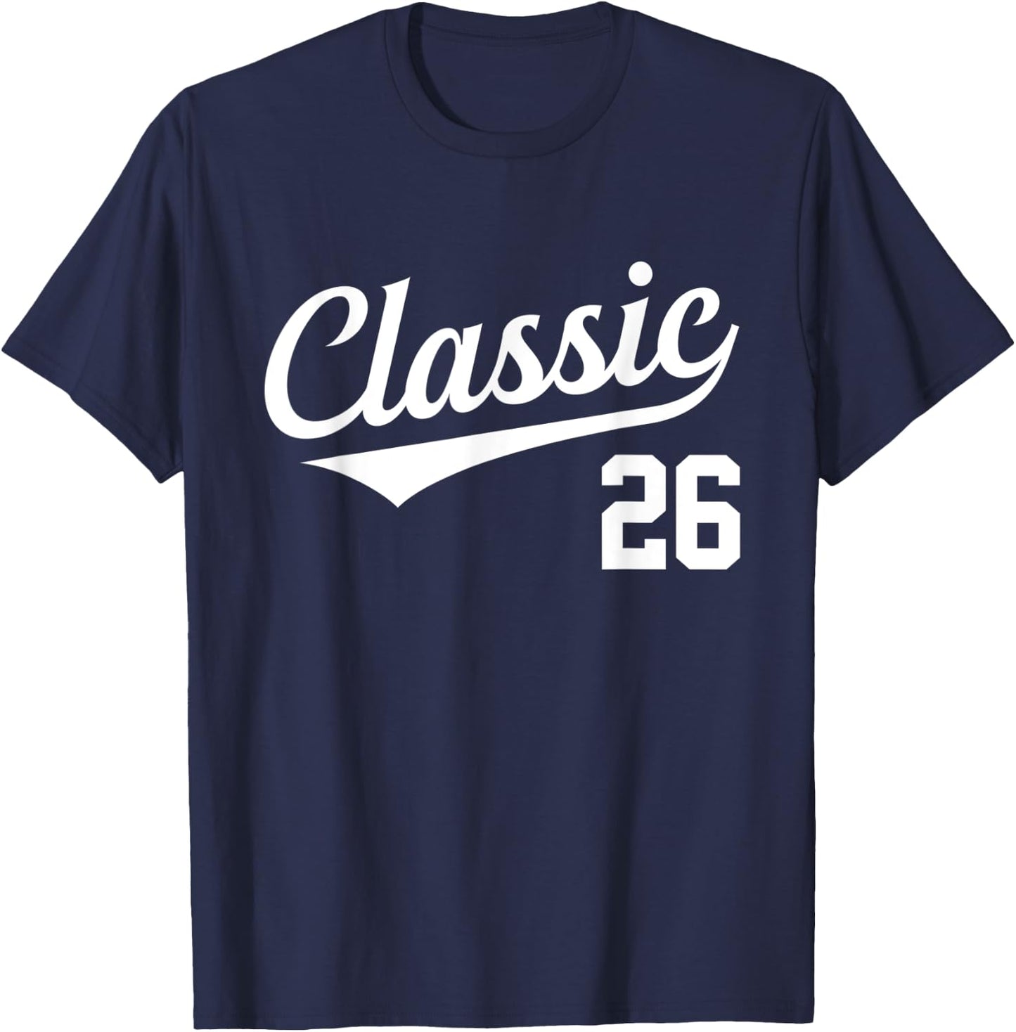 Baseball Jersey Style Birthday Classic Age 26 T-Shirt - T-Shirt | Navy