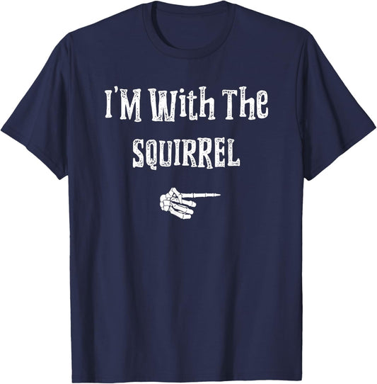 I'm With Squirrel Halloween Costume Funny Couples Matching T-Shirt - T-Shirt | Navy