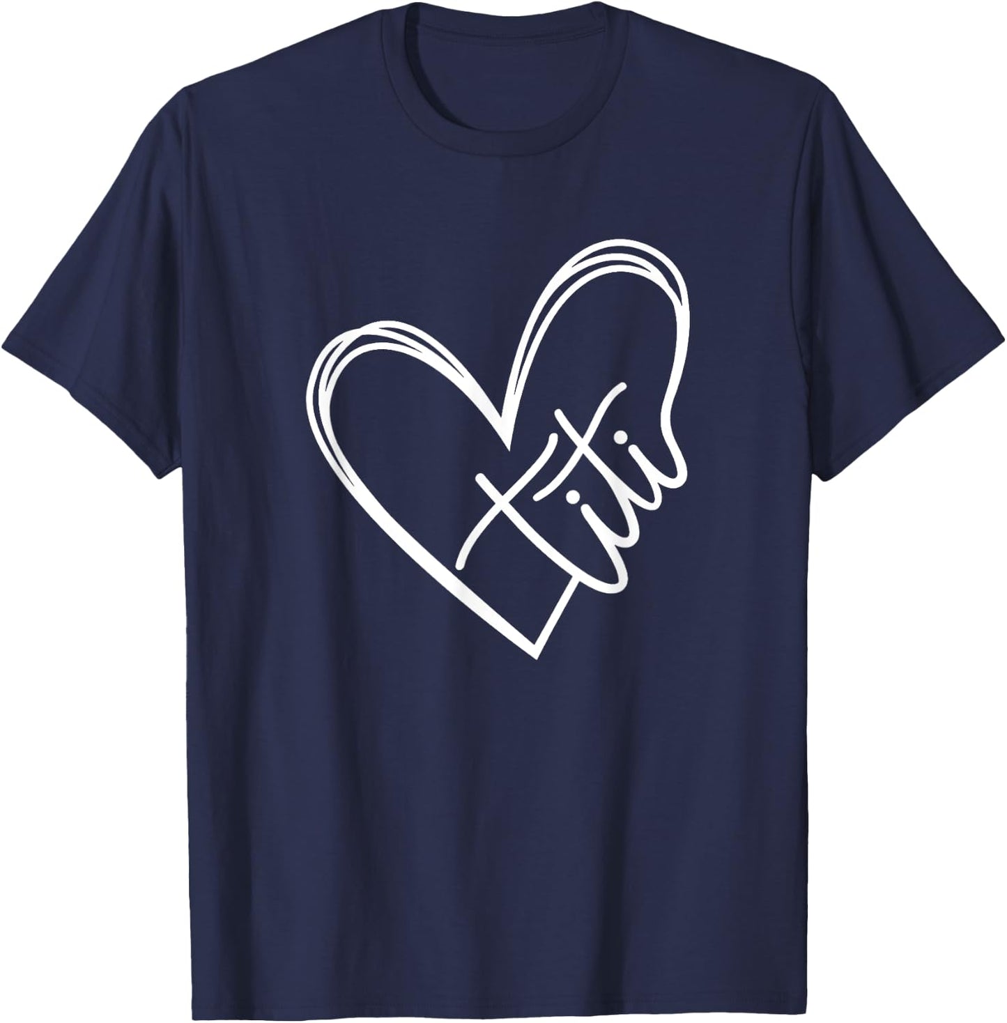 Titi Heart Minimalist Auntie Best Aunt Ever Gift T-Shirt - T-Shirt | Navy