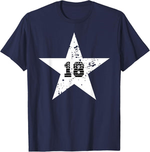 Number #18 Sport White Star Number T-Shirt - T-Shirt | Navy