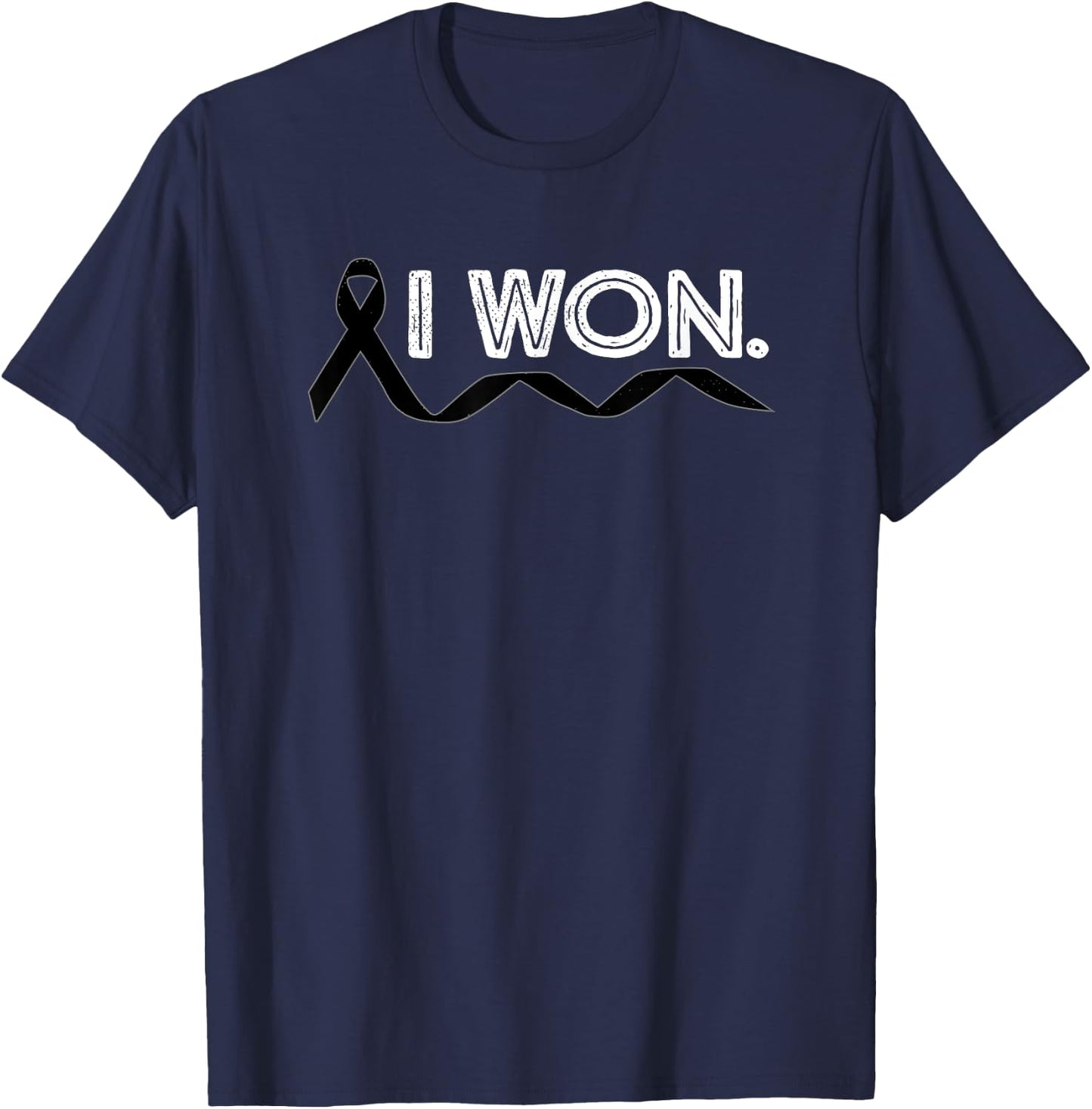 Melanoma Cancer I Won Skin Cancer Ribbon Awareness Warrior T-Shirt - T-Shirt | Navy