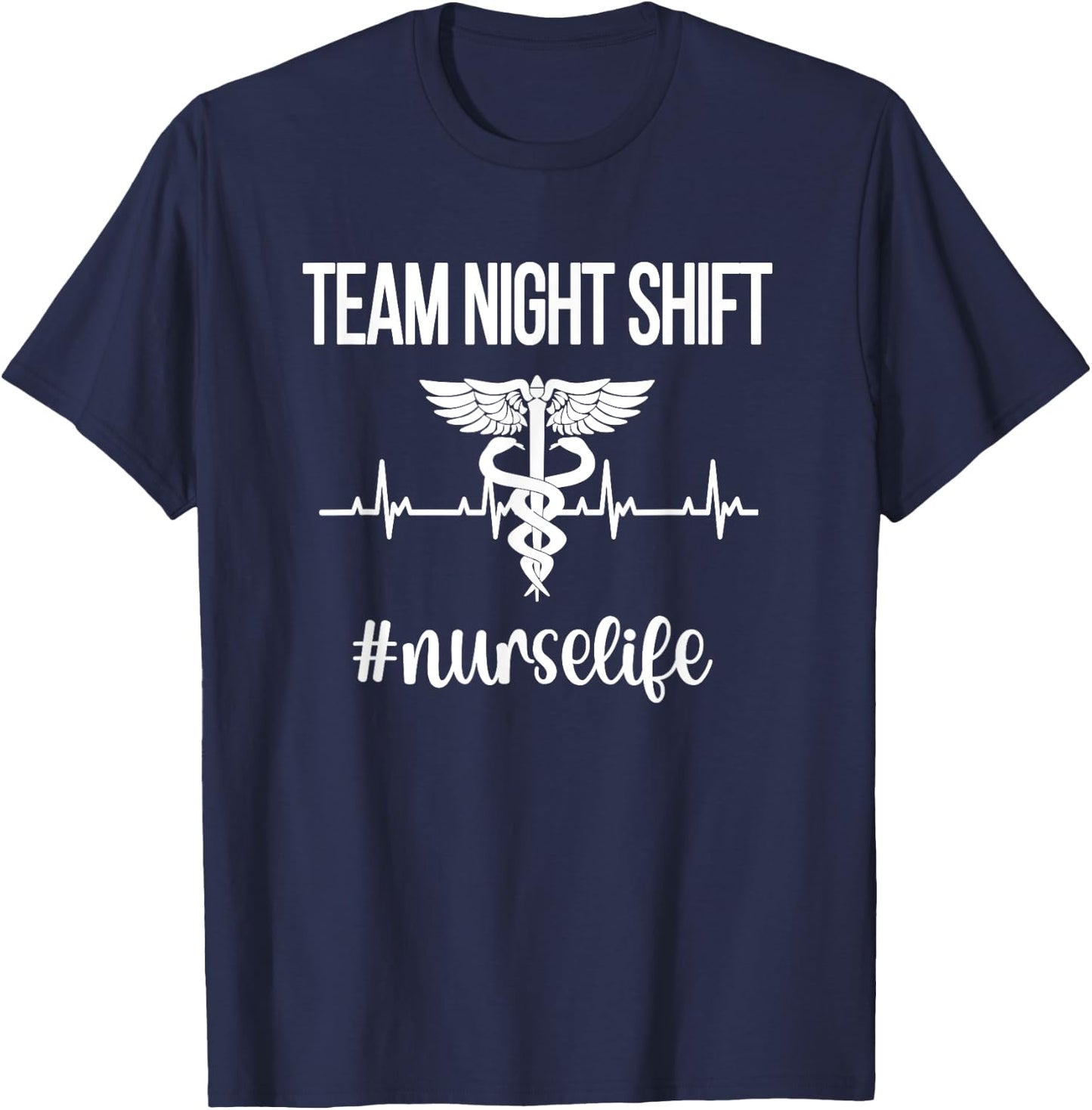 Team Night Shift Caduceus | Nursing Night Shift Nurse Week T-Shirt - T-Shirt | Navy