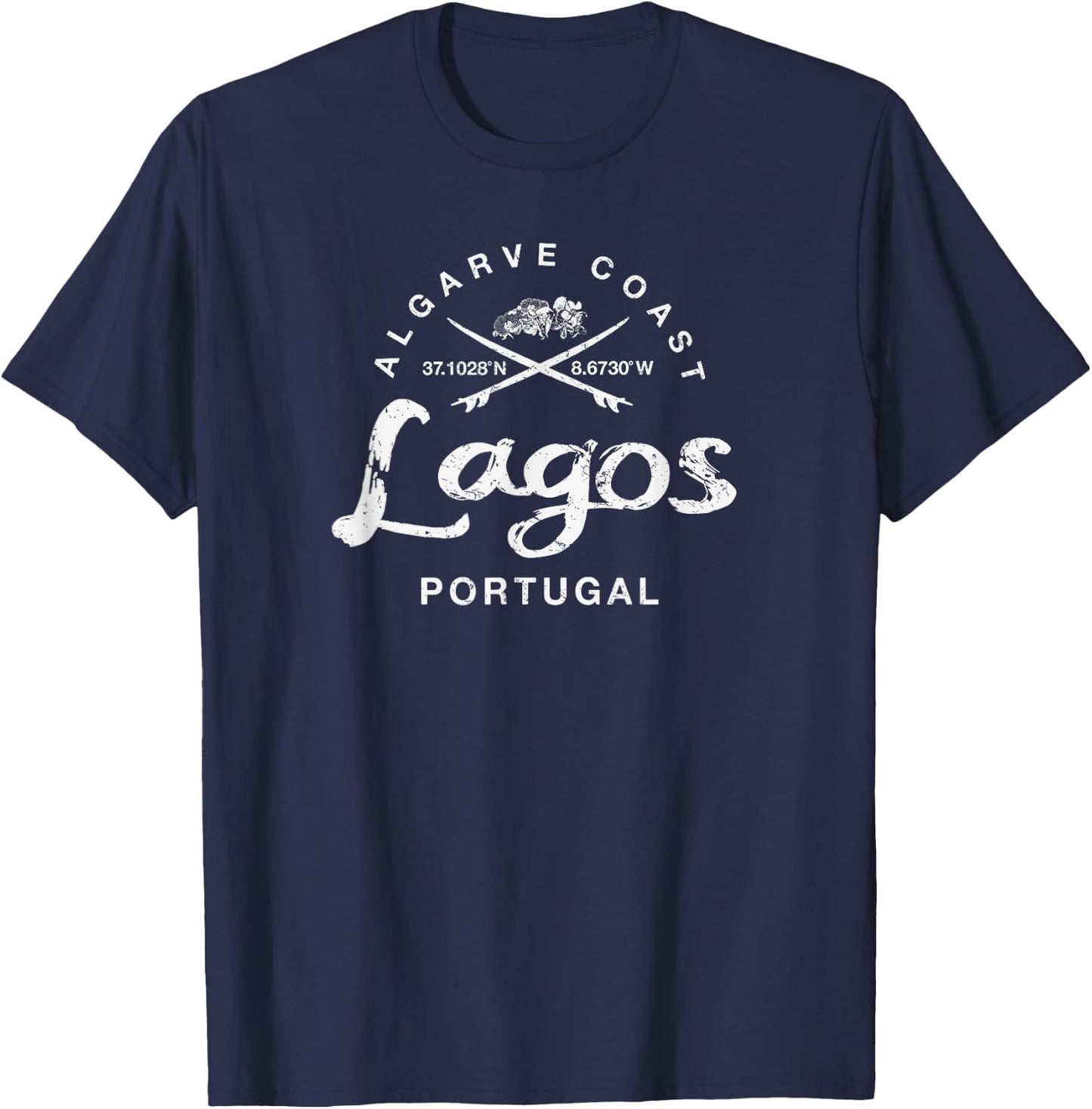 Portugal Lagos Vintage Surfing T-Shirt - T-Shirt | Navy