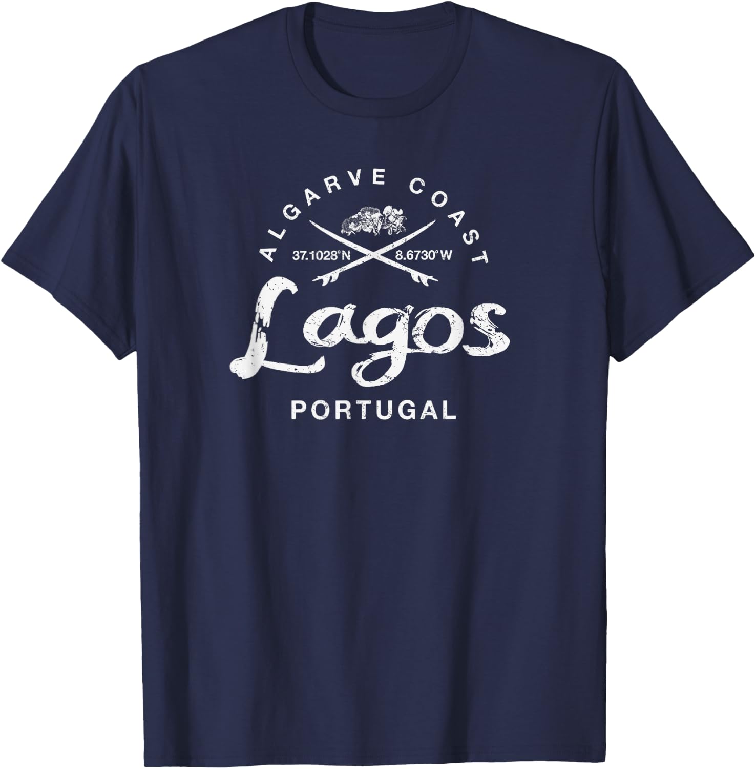 Portugal Lagos Vintage Surfing T-Shirt - T-Shirt | Navy