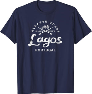 Portugal Lagos Vintage Surfing T-Shirt - T-Shirt | Navy