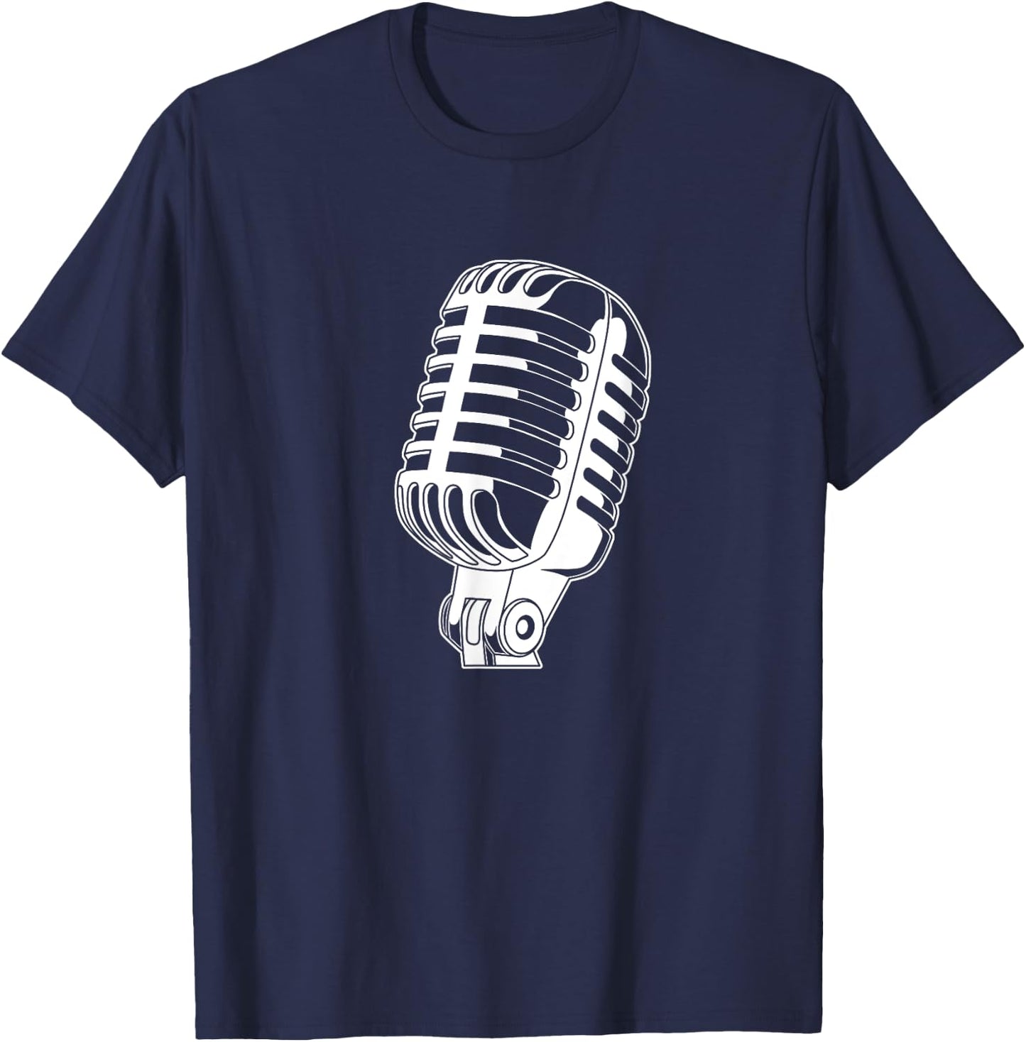 Retro Vintage Music Singer Oldschool Microphone T-Shirt - T-Shirt | Navy