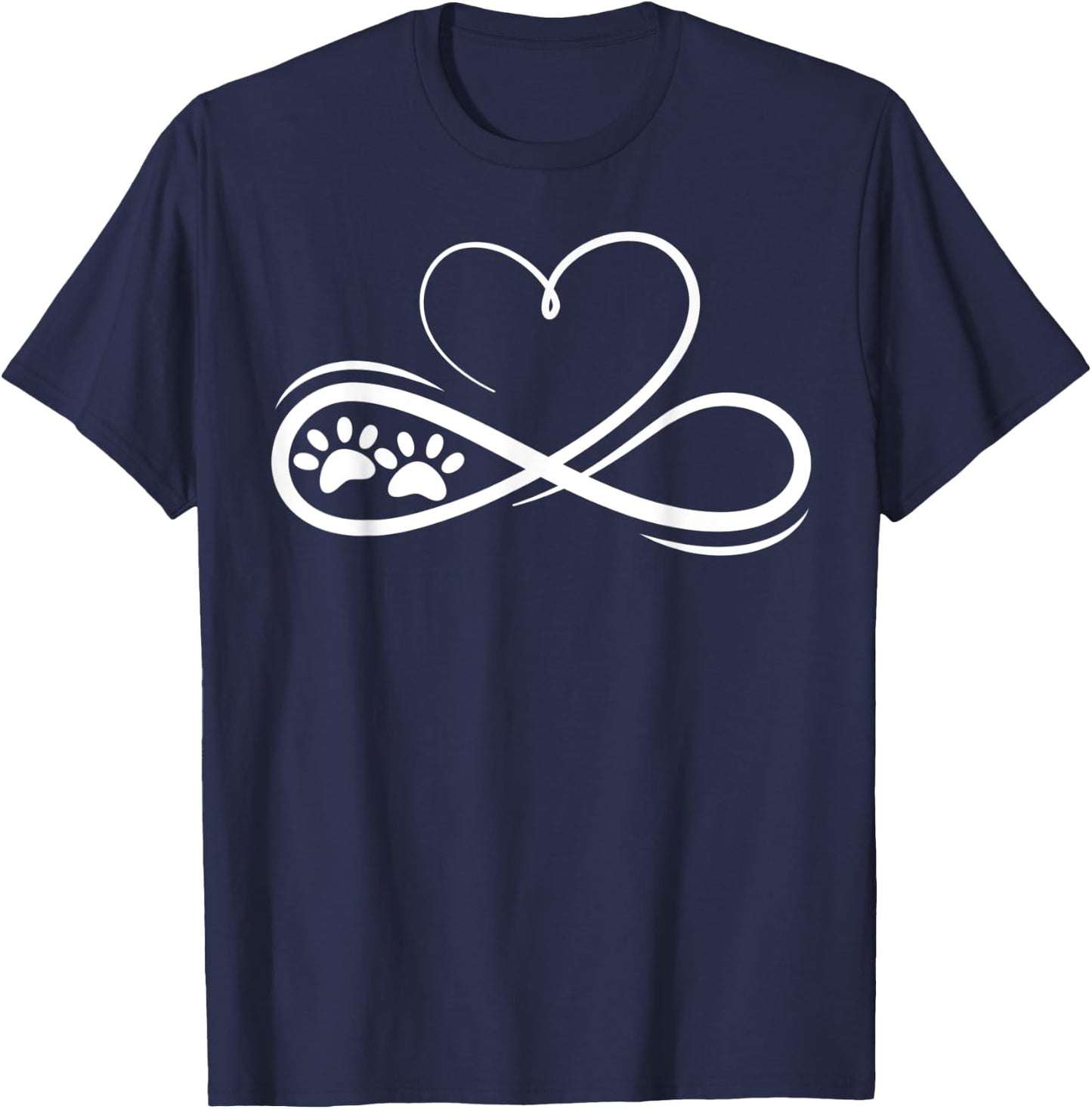 Pawprints Infinite Love Heart Infinity Symbol Design T-Shirt - T-Shirt | Navy