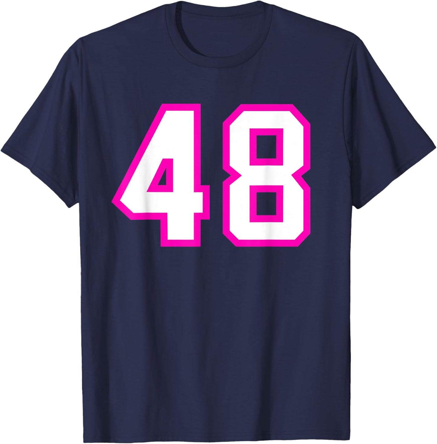 Number #48 Sport Jersey Birthday Age Lucky No. Pink White T-Shirt - T-Shirt | Navy