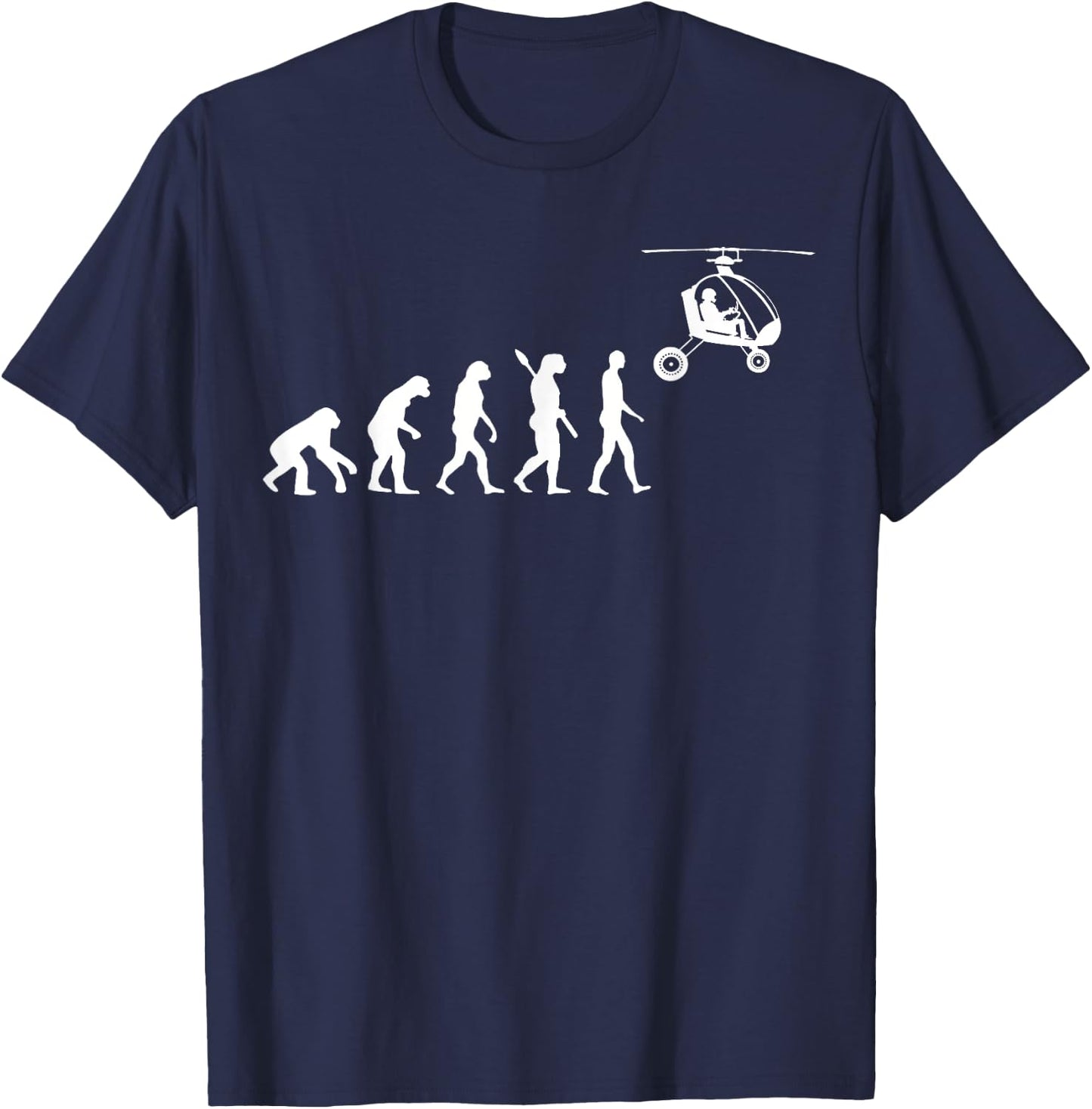 Gyrocopter Aviation Evolution Gyrocopter Pilot Autogyro T-Shirt - T-Shirt | Navy