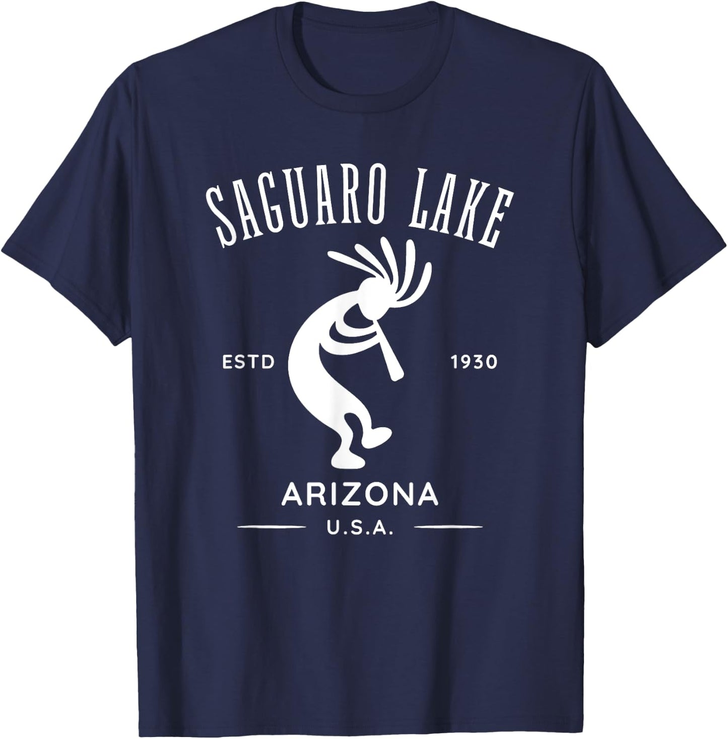 Saguaro Lake Arizona Dancing Kokopelli Design T-Shirt - T-Shirt | Navy