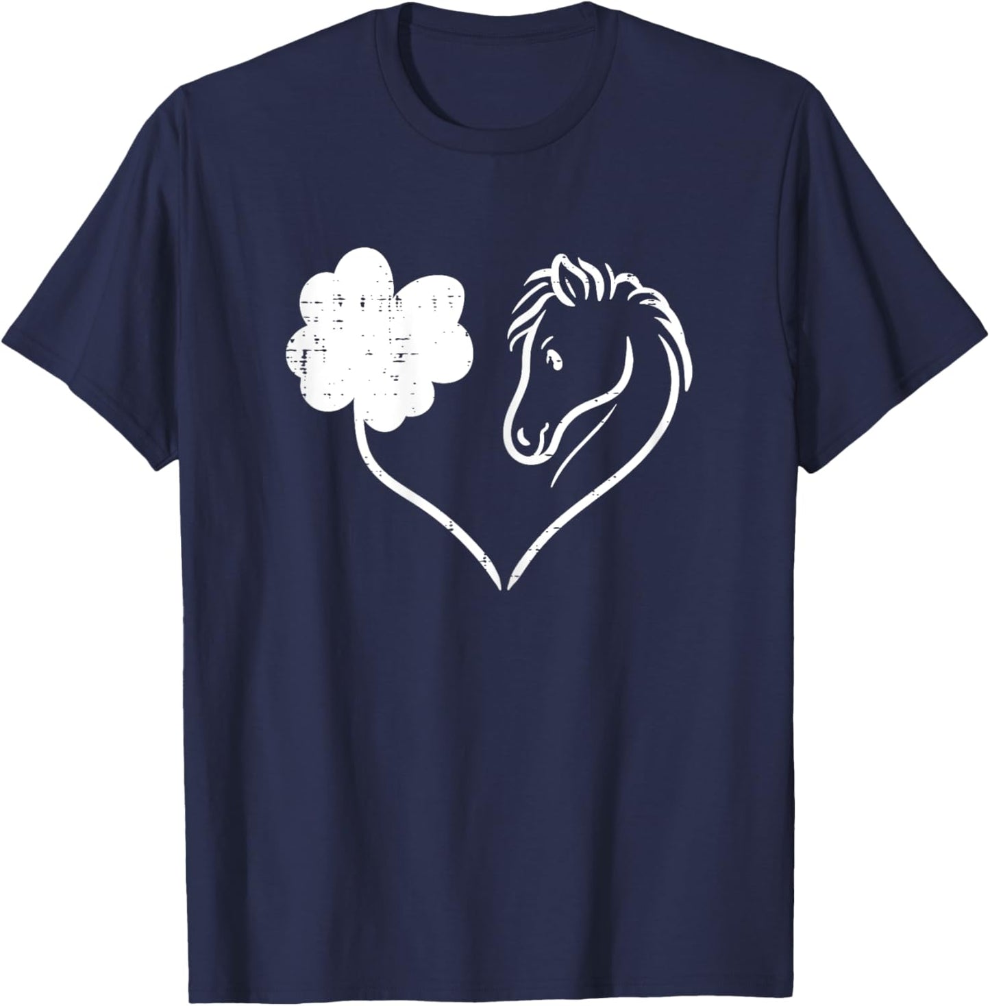 Shamrock Heart Horse Clover St Patricks Day Women Girls Gift T-Shirt - T-Shirt | Navy