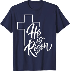 He Is Risen | Easter Jesus T-Shirt - T-Shirt | Navy