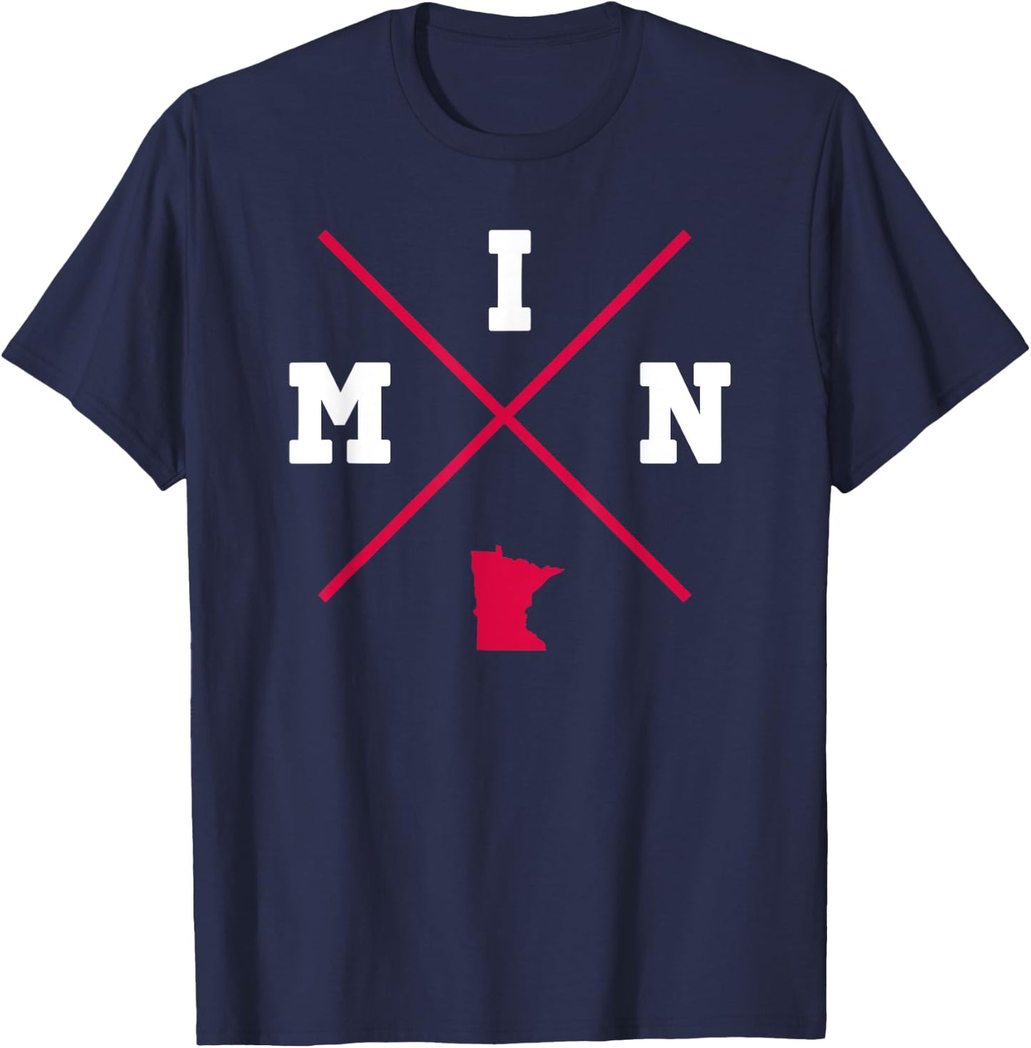 Classic MIN Minnesota Red Vintage State Outline T-Shirt - T-Shirt | Navy