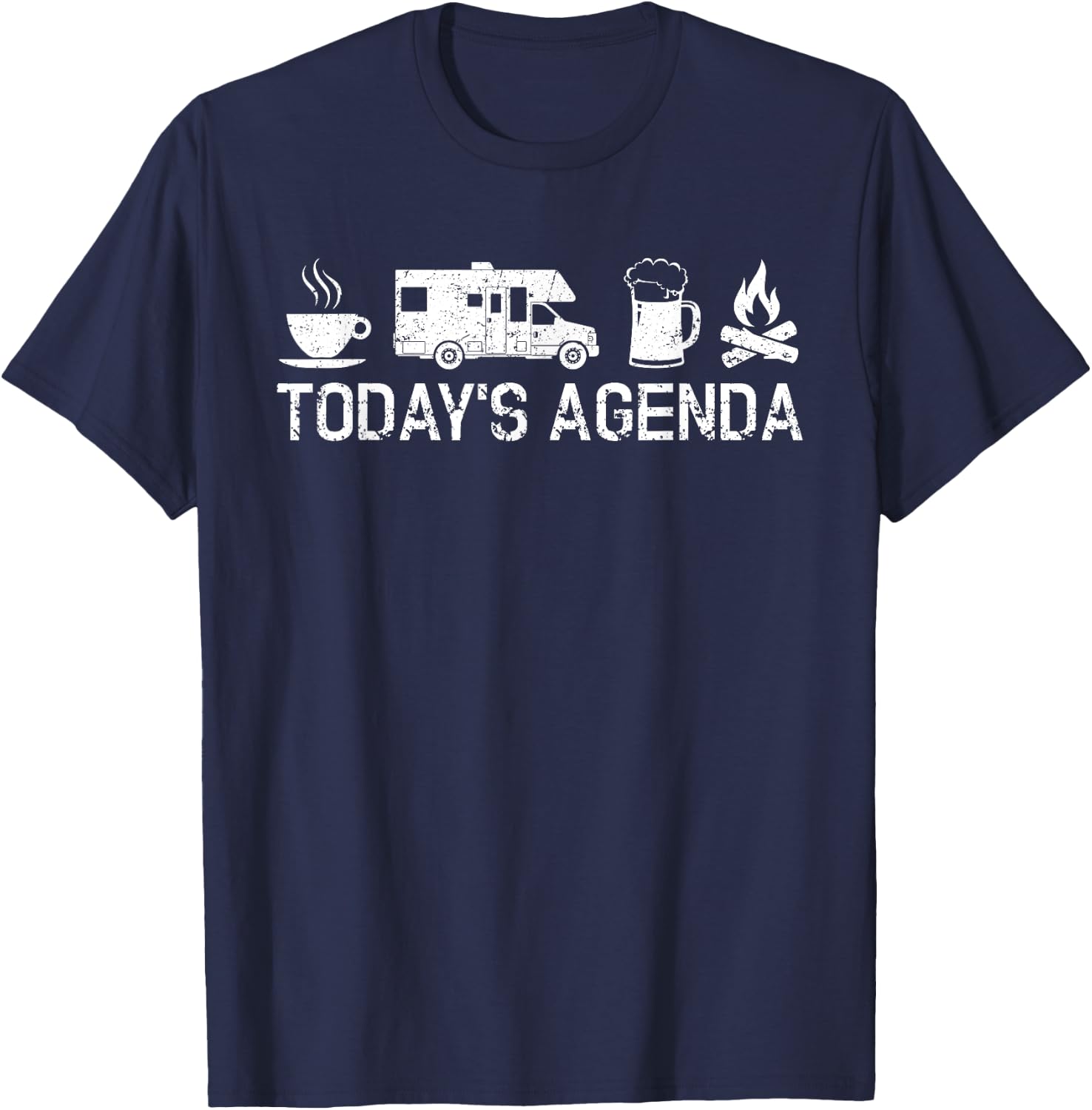 Vintage RV Camping Lover Today's Agenda Costume Camper Gift T-Shirt - T-Shirt | Navy