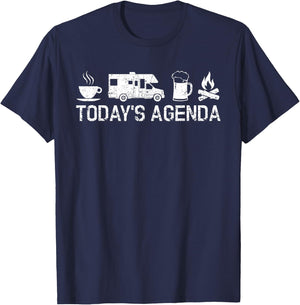 Vintage RV Camping Lover Today's Agenda Costume Camper Gift T-Shirt - T-Shirt | Navy