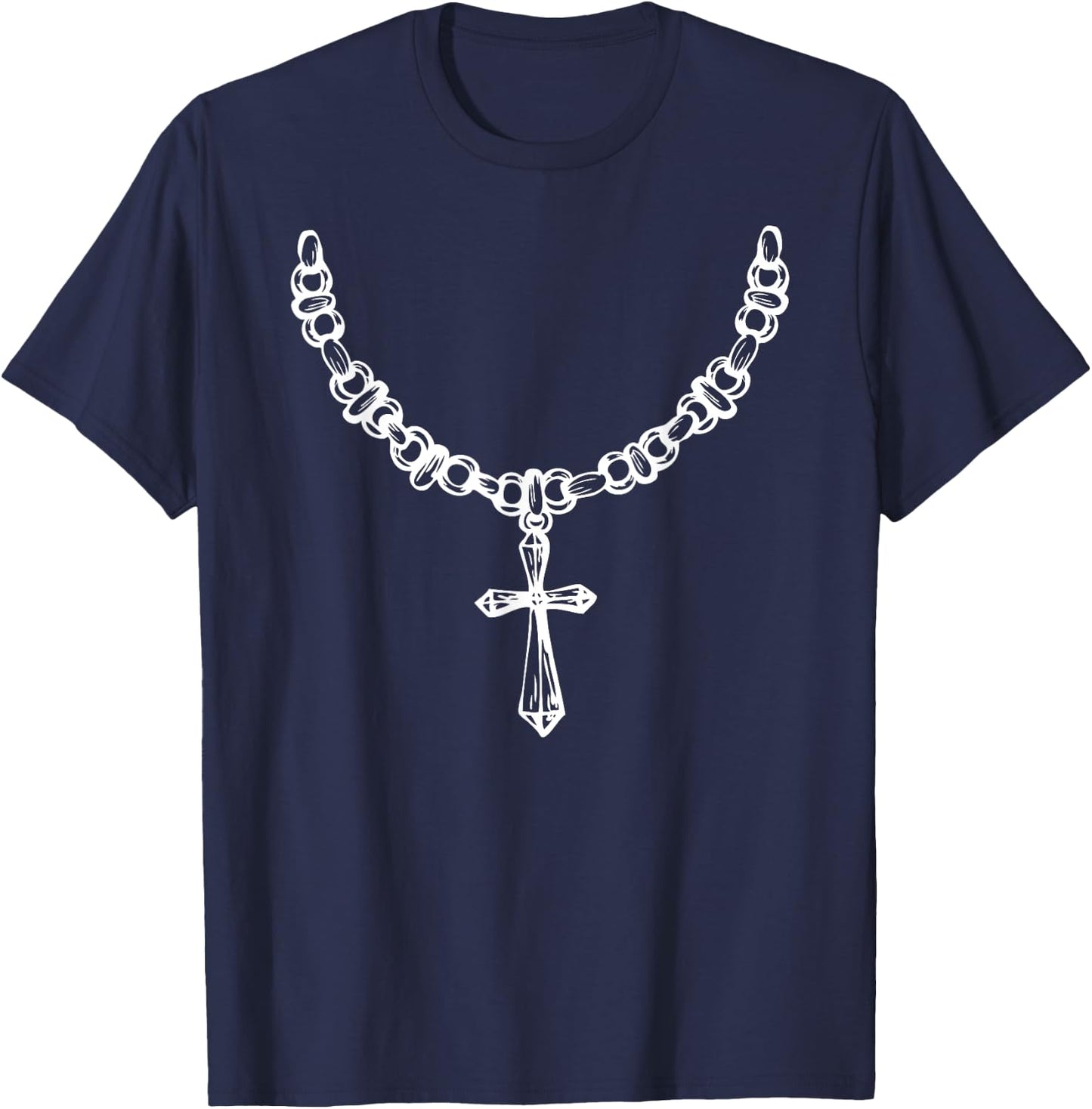 Mexican Rosary Beads Shirt Crucifix Chicano Cholo Lowrider T-Shirt - T-Shirt | Navy