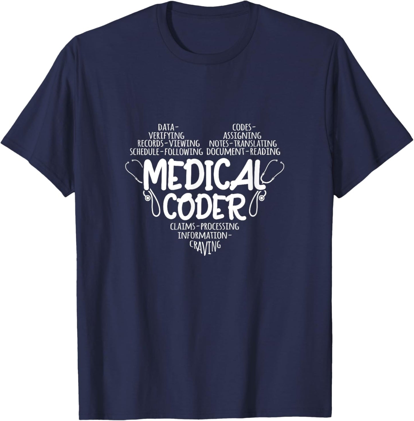 Coding Heart Medical Coder T-Shirt - T-Shirt | Navy