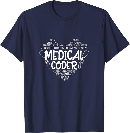 Coding Heart Medical Coder T-Shirt - T-Shirt | Navy