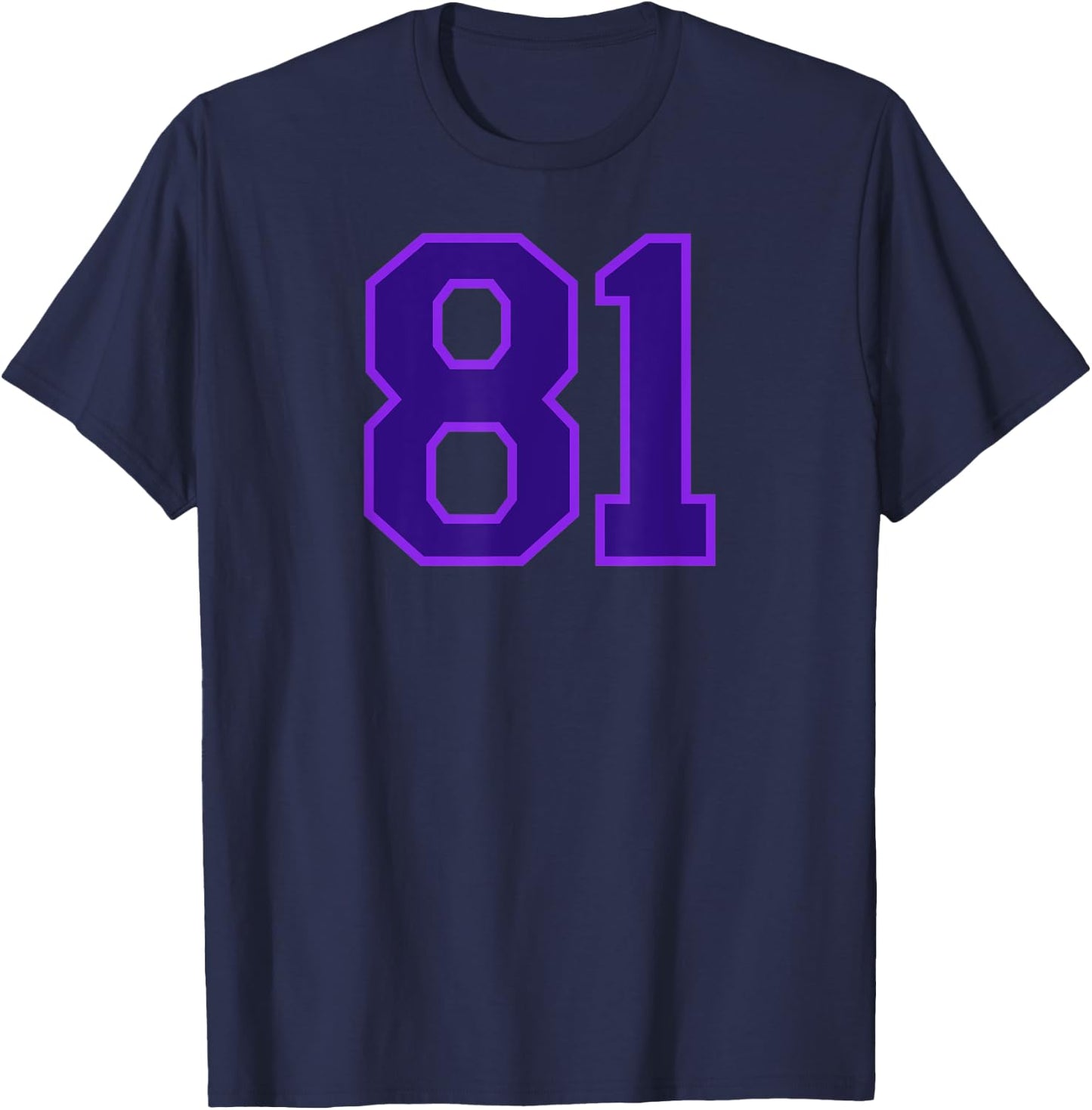 Jersey Number #81 Sports Uniform Purple Lucky Number T-Shirt - T-Shirt | Navy