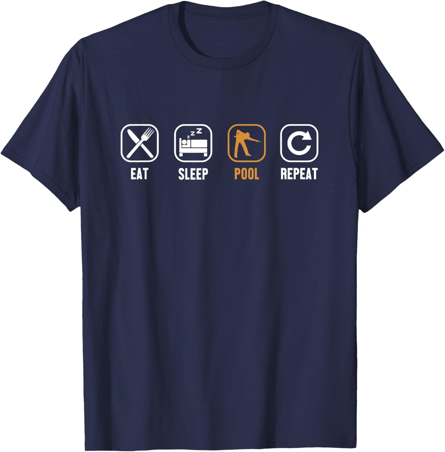 Eat Sleep Pool Repeat Balls Pool Snooker Player Billiards T-Shirt - T-Shirt | Navy
