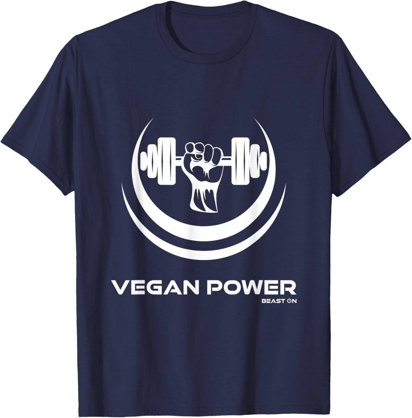 Vegan Power Dumbbell Vegan Gym Beast On Vegetarian Fitness T-Shirt - T-Shirt | Navy