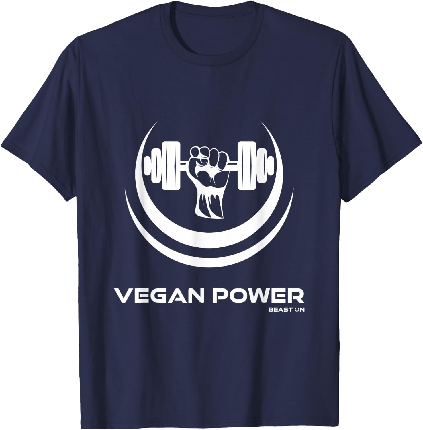 Vegan Power Dumbbell Vegan Gym Beast On Vegetarian Fitness T-Shirt - T-Shirt | Navy
