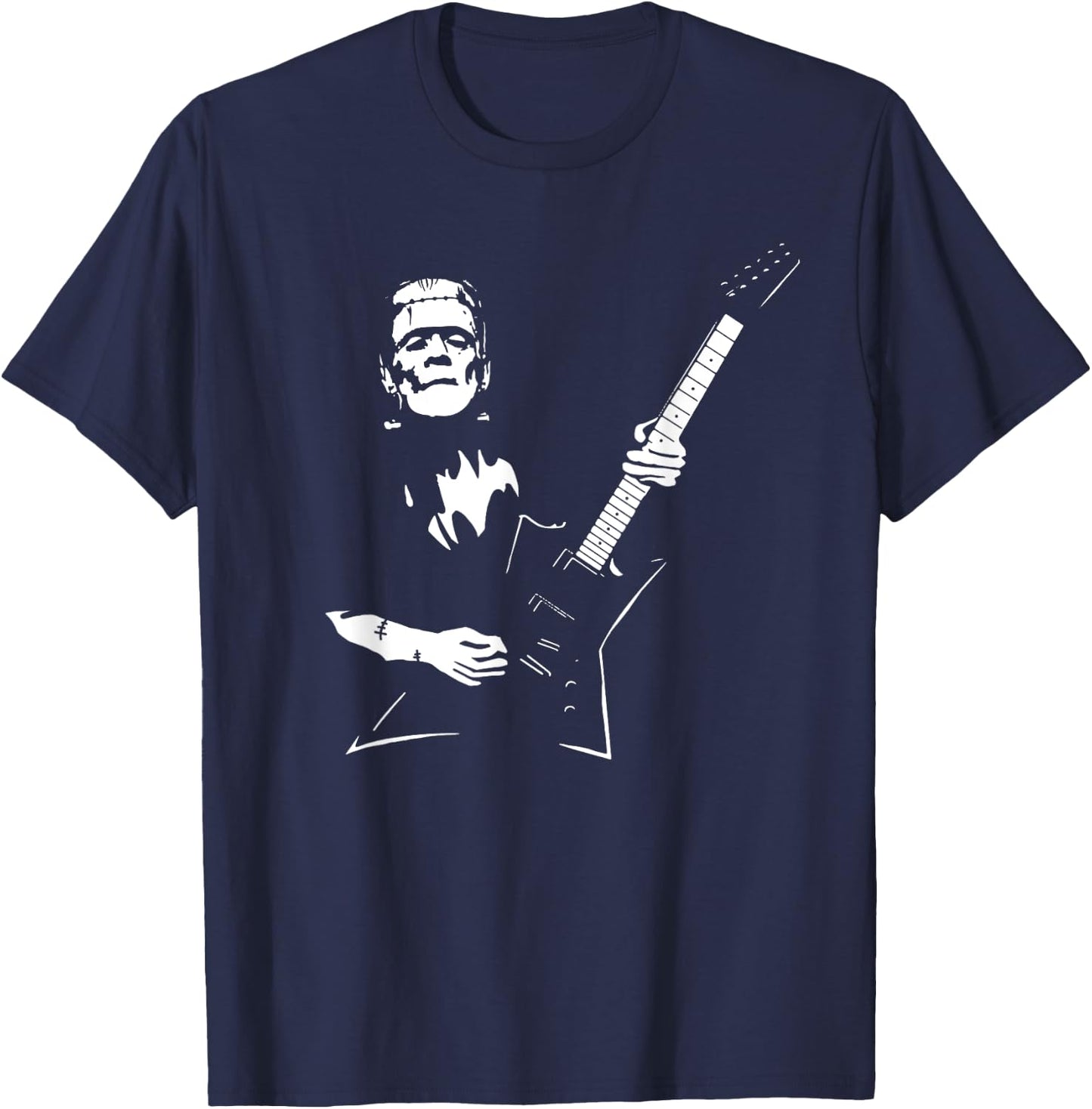 Frankenstein plays an electric guitar T-Shirt - T-Shirt | Navy