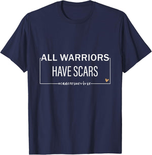 All Warriors have Scars Cancer Survivor Fighter Empowering T-Shirt - T-Shirt | Navy