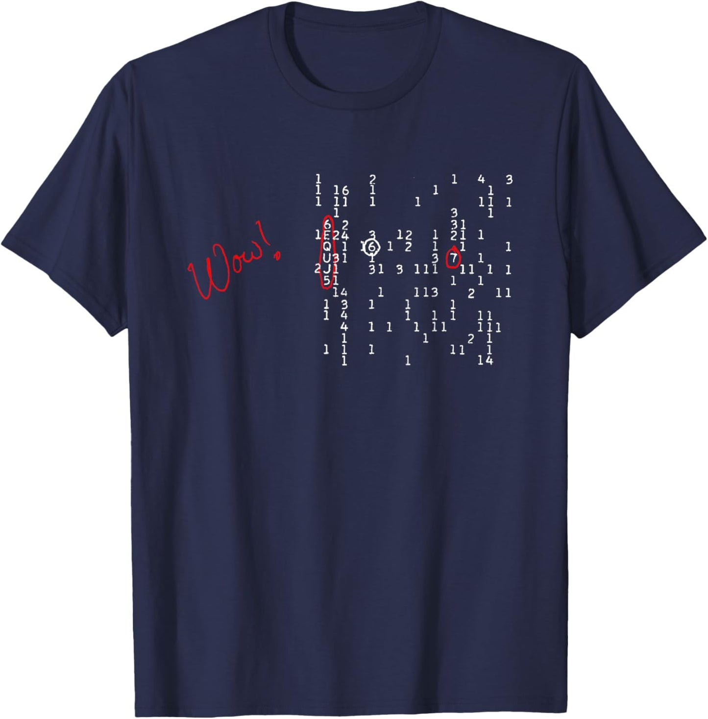 WOW! signal 6EQUJ5 15 Aug 1977 Big Ear SETI ET alien (light) T-Shirt - T-Shirt | Navy