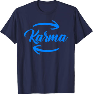 Retro Karma Circular Arrow Inspirational Positivity Sayings T-Shirt - T-Shirt | Navy