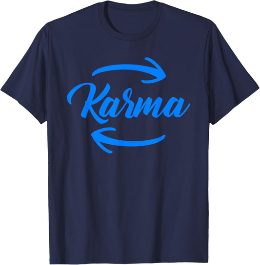Retro Karma Circular Arrow Inspirational Positivity Sayings T-Shirt - T-Shirt | Navy
