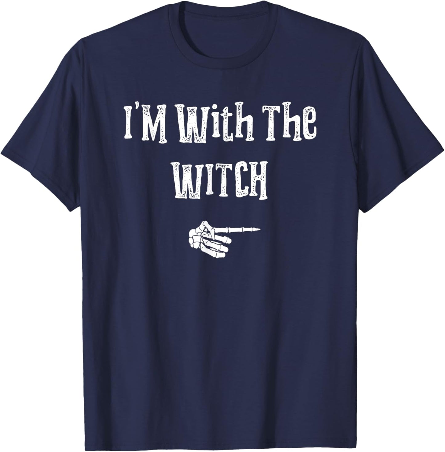 I'm With Witch Halloween Costume Funny Couples Matching T-Shirt - T-Shirt | Navy