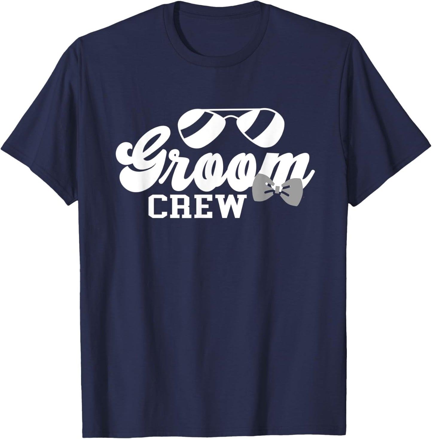 Sunglass & Bow Tie Groom Crew Matching Bachelor Party T-Shirt - T-Shirt | Navy