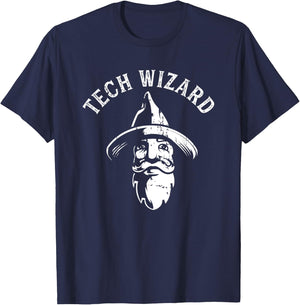 Tech Wizard Cool Technology I.T. Computer Whiz Techie Geek T-Shirt - T-Shirt | Navy