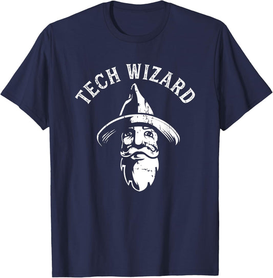 Tech Wizard Cool Technology I.T. Computer Whiz Techie Geek T-Shirt - T-Shirt | Navy