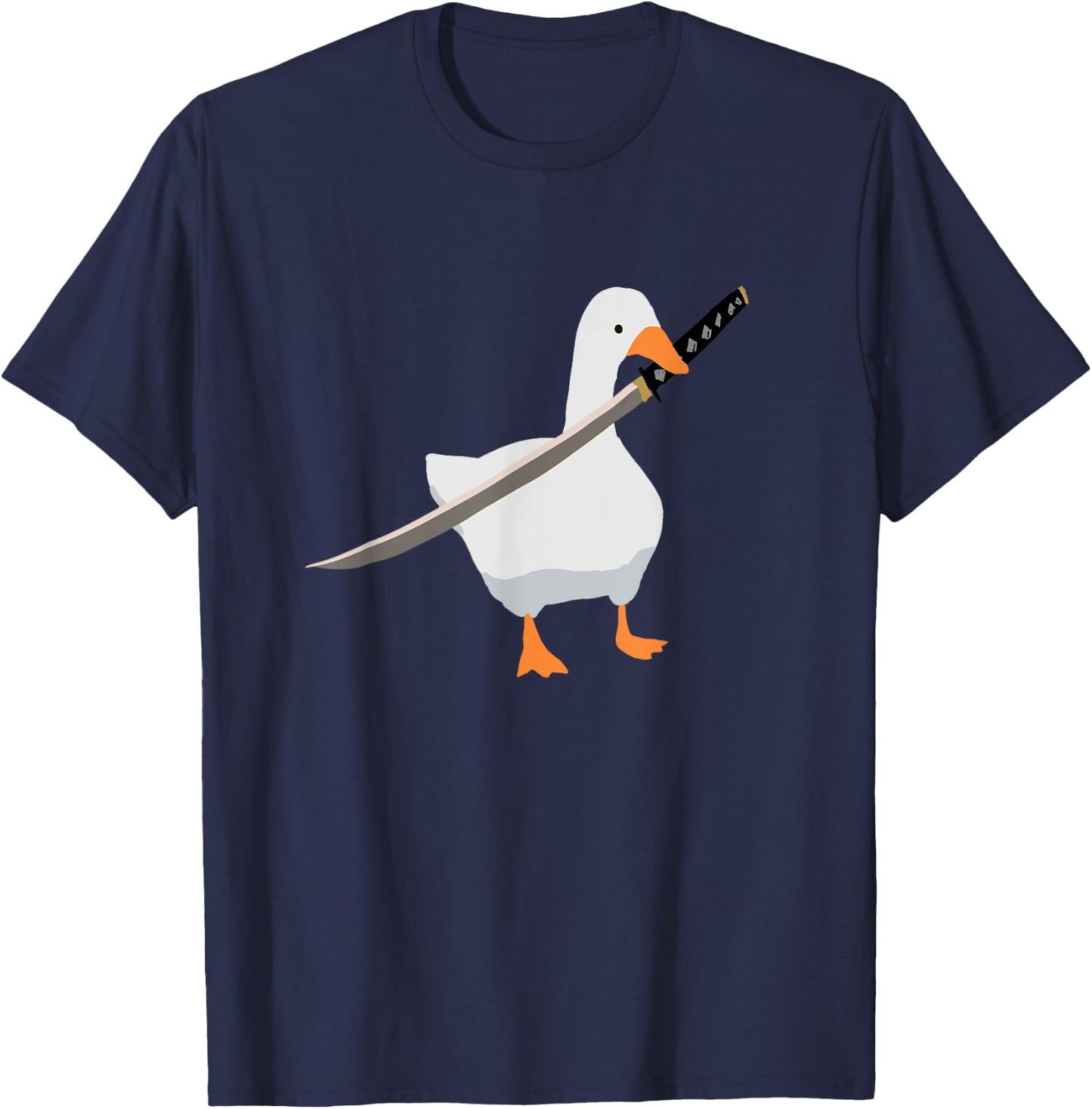 Duck with sword Duck wielding a Katana knife Goose T-Shirt - T-Shirt | Navy