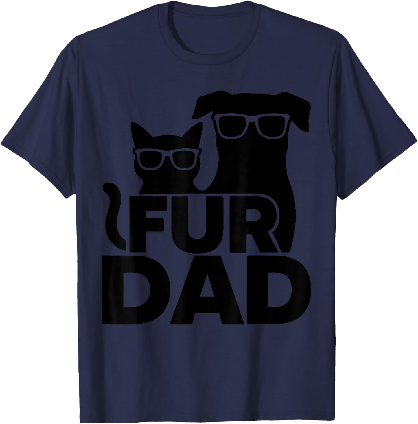 Funny Fathers Day Best Fur Dad Ever Dog Cat Owner Men T-Shirt - T-Shirt | Navy